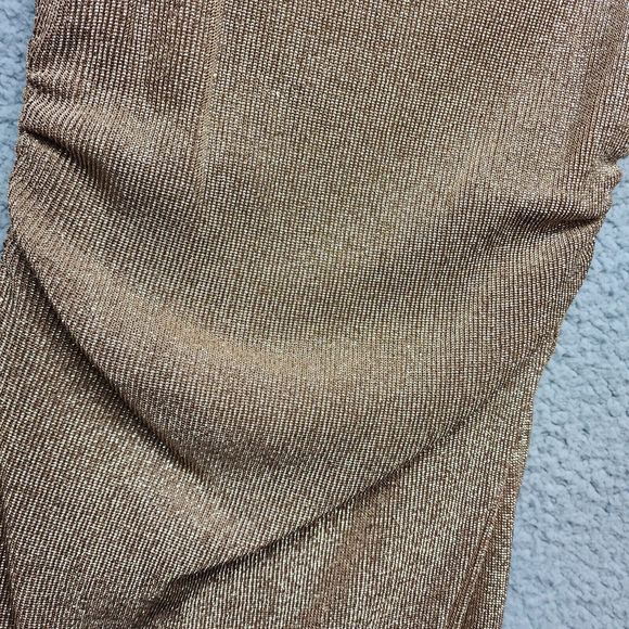 DAVID MEISTER Women's Size 2 Gold Metallic One Shoulder Long Formal Dress - Picture 2 of 9